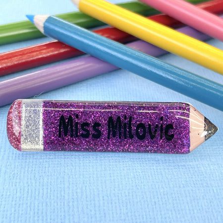 Personalised teacher pencil brooch