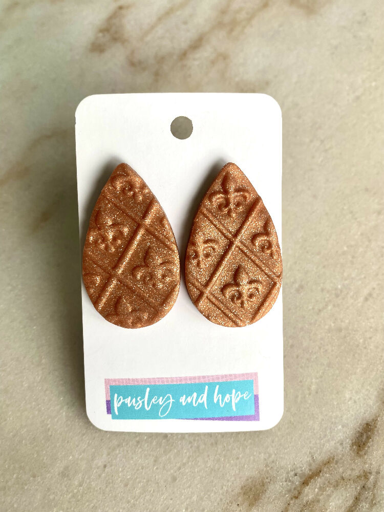 Polymer Clay Large Statement Studs - Fleur De Lis