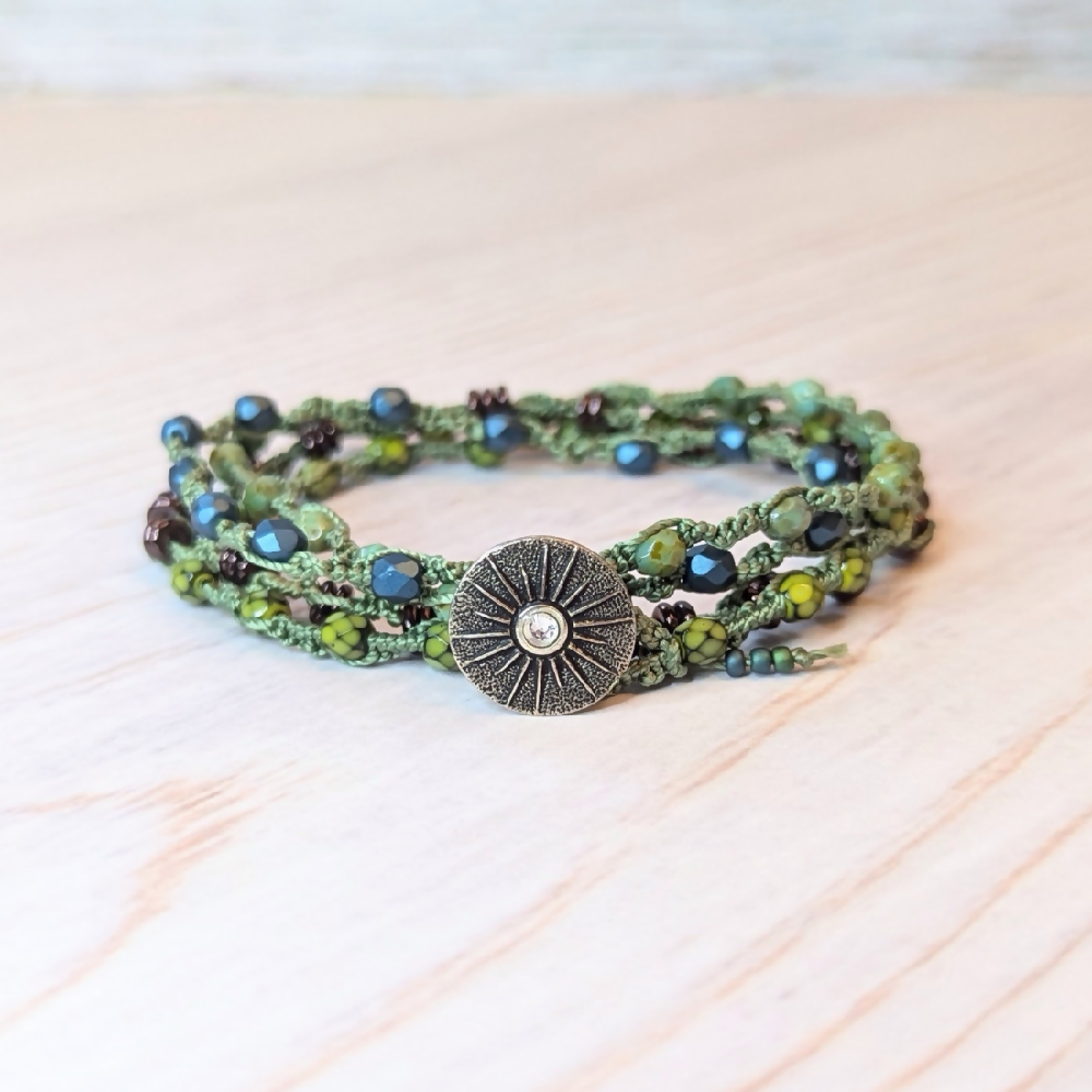 Macrame bracelet |wrap bracelet | beaded button bracelet | boho