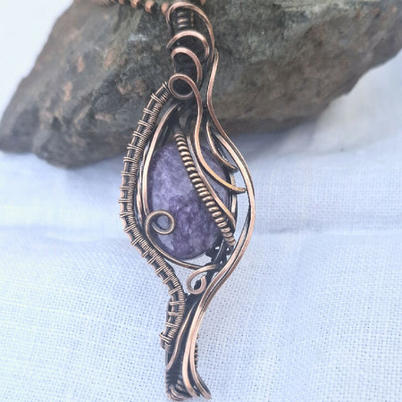 Charoite double bail pendant in Copper with chain