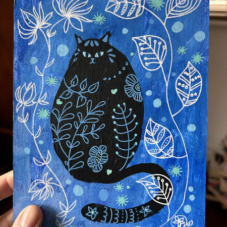 Hand Painted Original Art: Black Cats & Sweetness