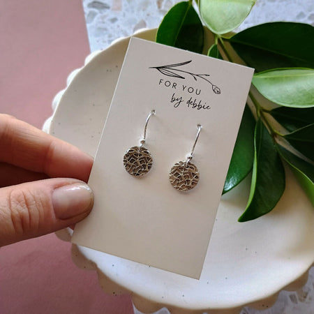 Fine silver earrings- mandala print