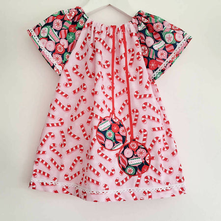 Girls Christmas Dress | Size 3 | Candy Canes & Christmas Baubles