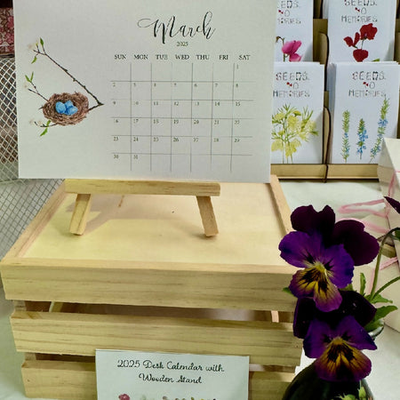 2025 Desk Calendar & Wooden Stand