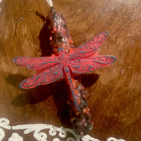 Freyja’s Dragonfly Intention Spell Altar Ritual Beeswax Candle Red