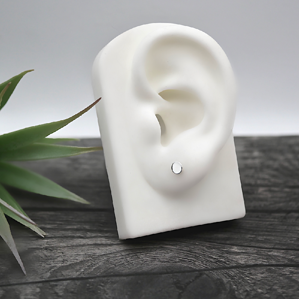 tiny dot studs sterling silver ear model sml