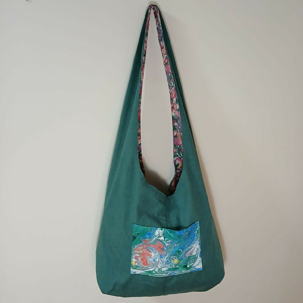 Green casual bag with inside pocket edited