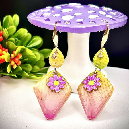 Spring Blossom Earrings – Handcrafted Polymer Clay with 18k Gold Plated Hooks- Valentine/Mother’s day/Birthday Gift