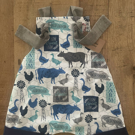 Navy/Grey Farm Animal Fun Overalls/Rompers