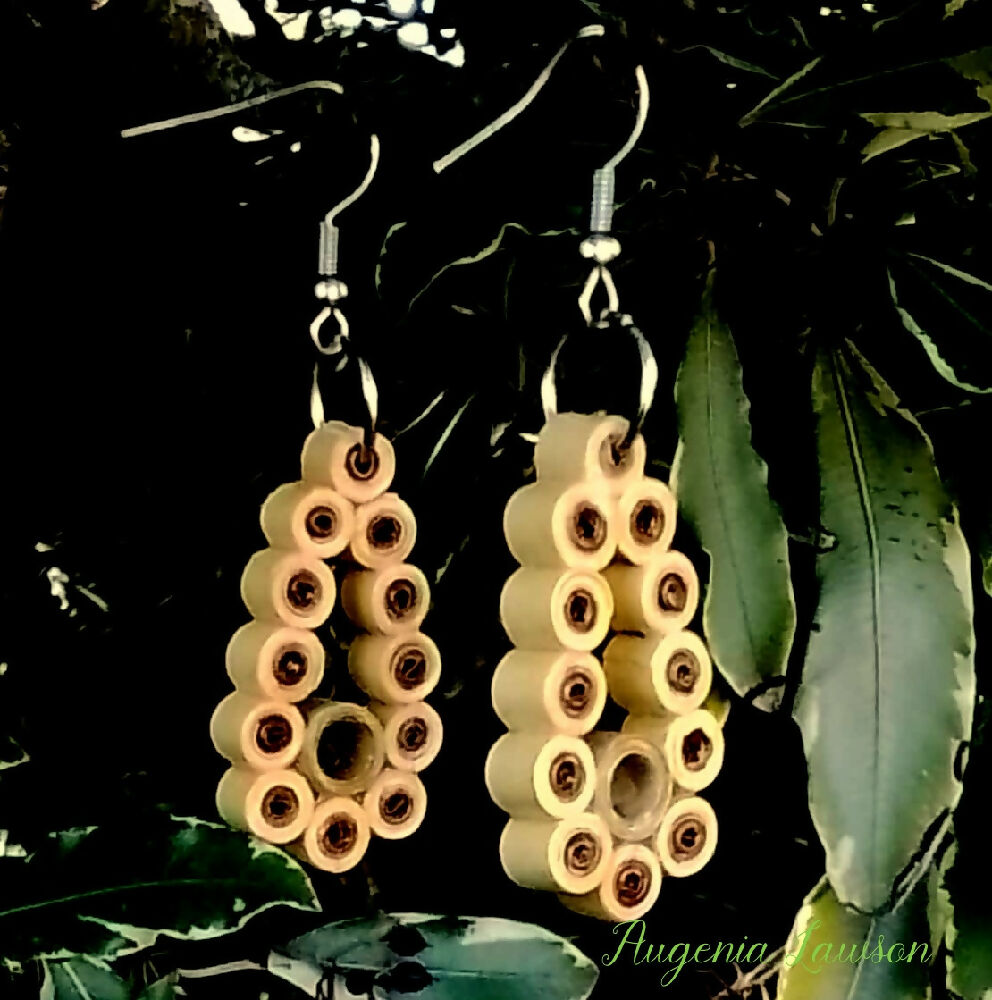 Earrings Quilled Teardrop Circles in Brown