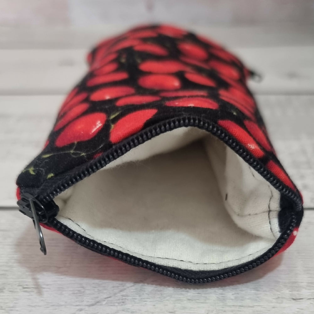 Upcycled double glasses pouch - cherries