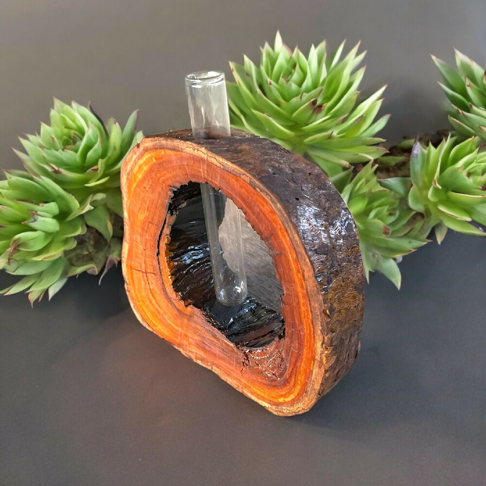 Rustic log vase - full