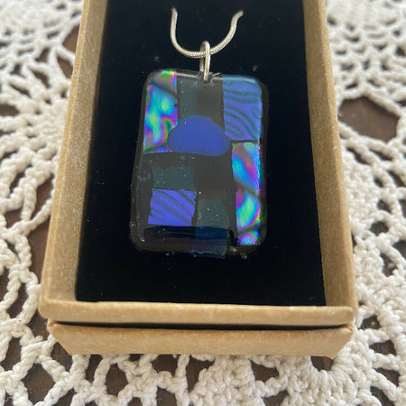 Dichroic Glass Fused Pendant (Lg Blue)