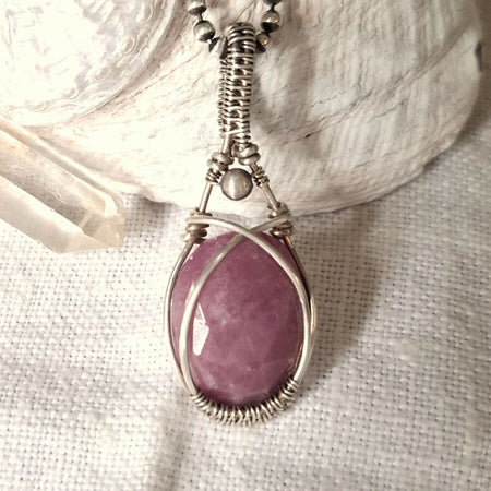 Faceted Natural Ruby in Sterling Silver with SS chain