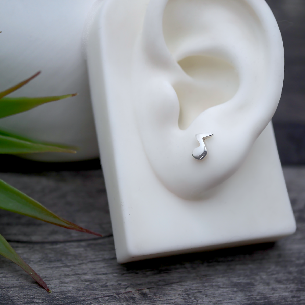 note studs sterling silver ear sml