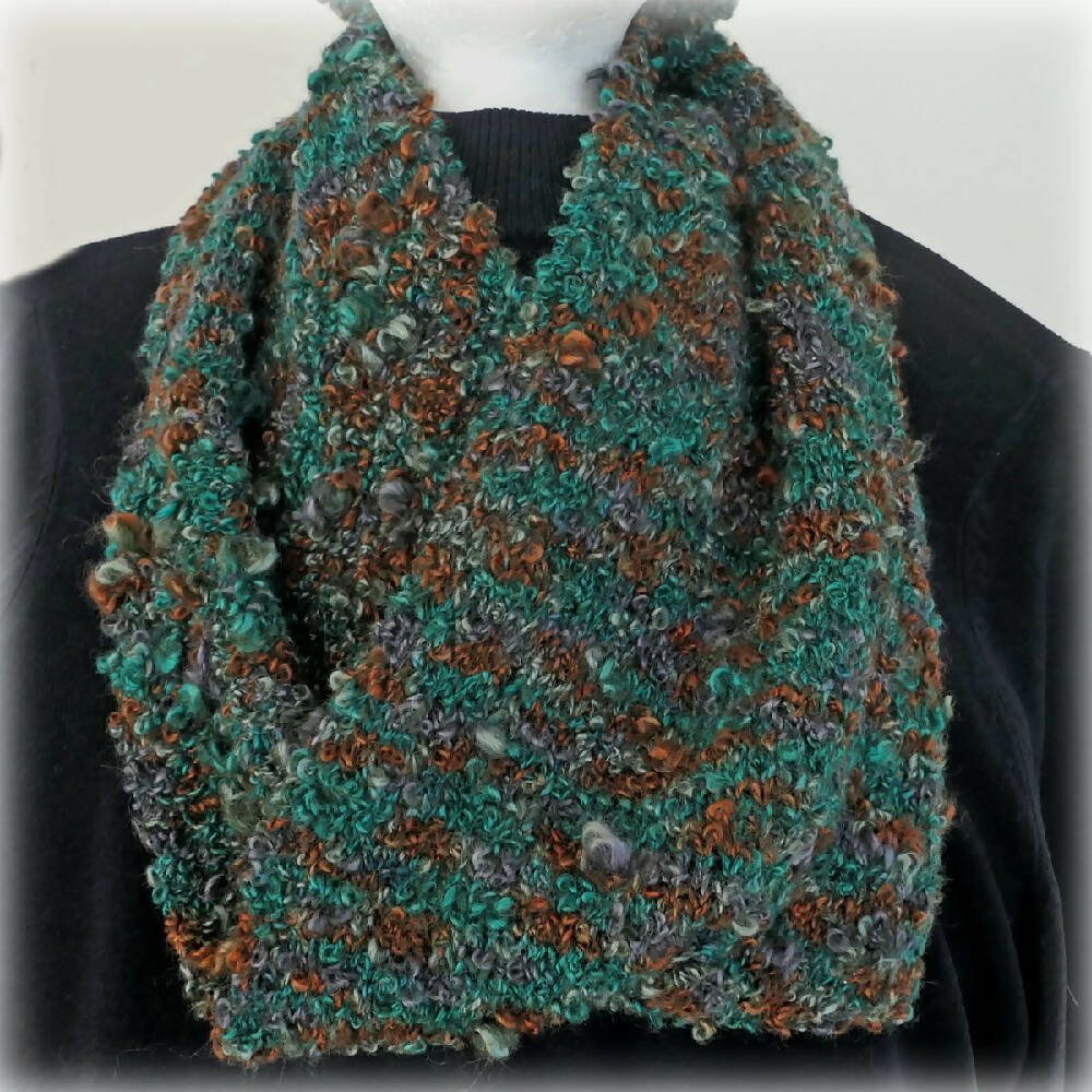 Boucle wool beanie and infinity scarf - slouchy, adult. FREE POST