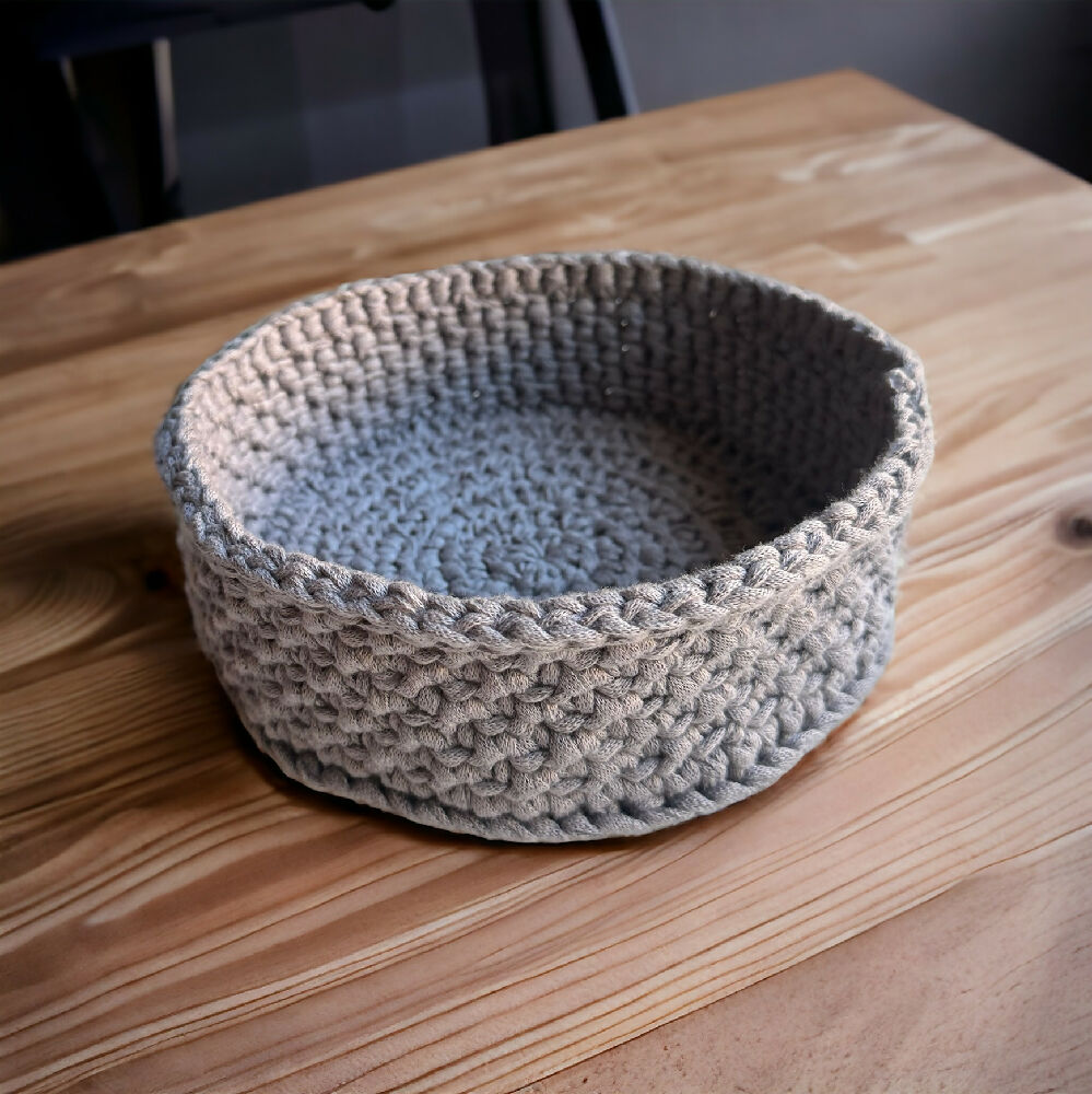 Handmade Crochet Basket - Gray
