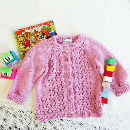 Warm and pretty cardigan, 8ply size 1. Free post