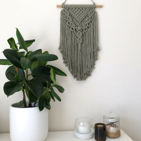 Macrame wall hanging sage