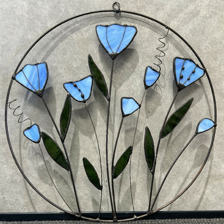 Blue Stained Glass Flower Sun Catcher