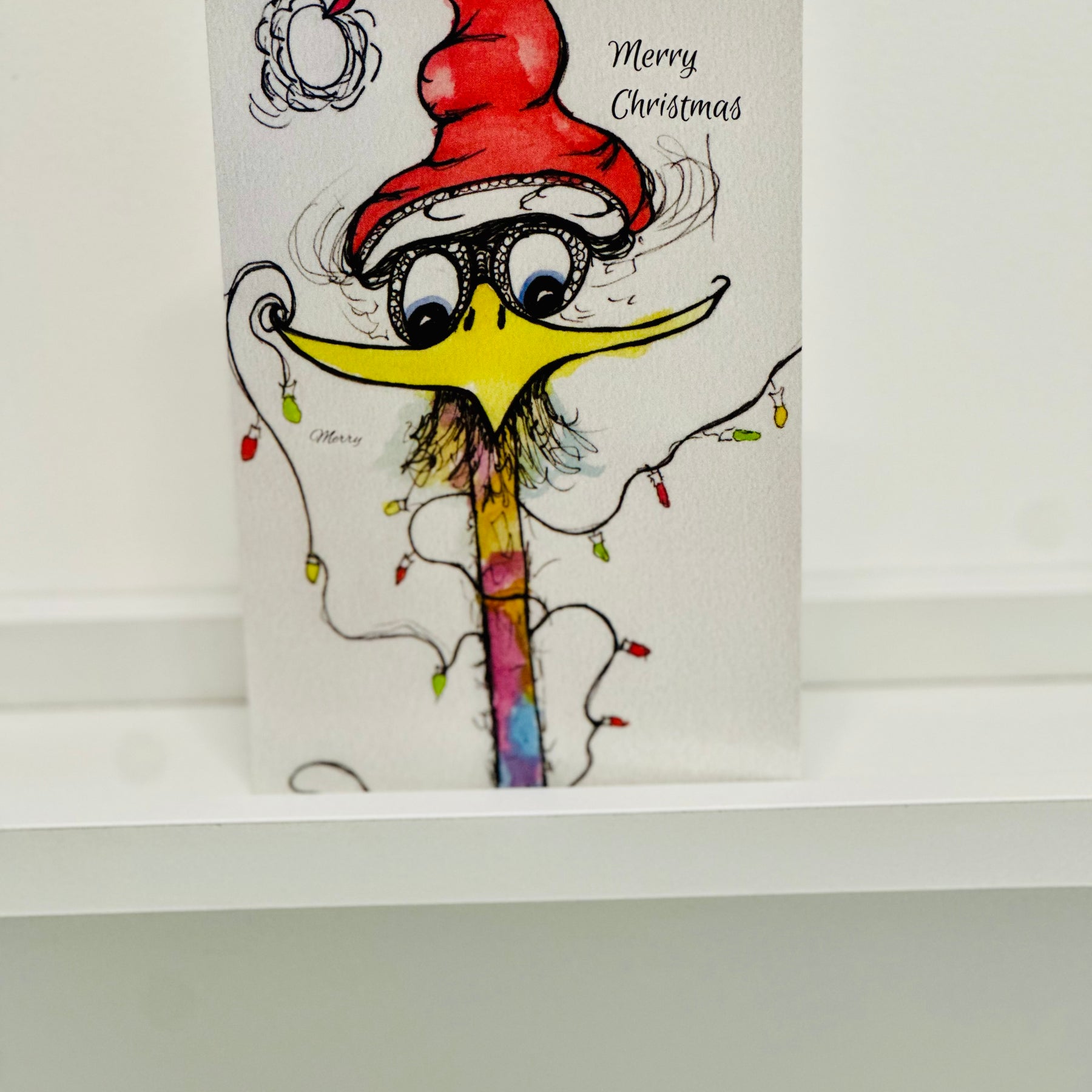Christmas greeting cards. Hand drawn and painted in ink wash.