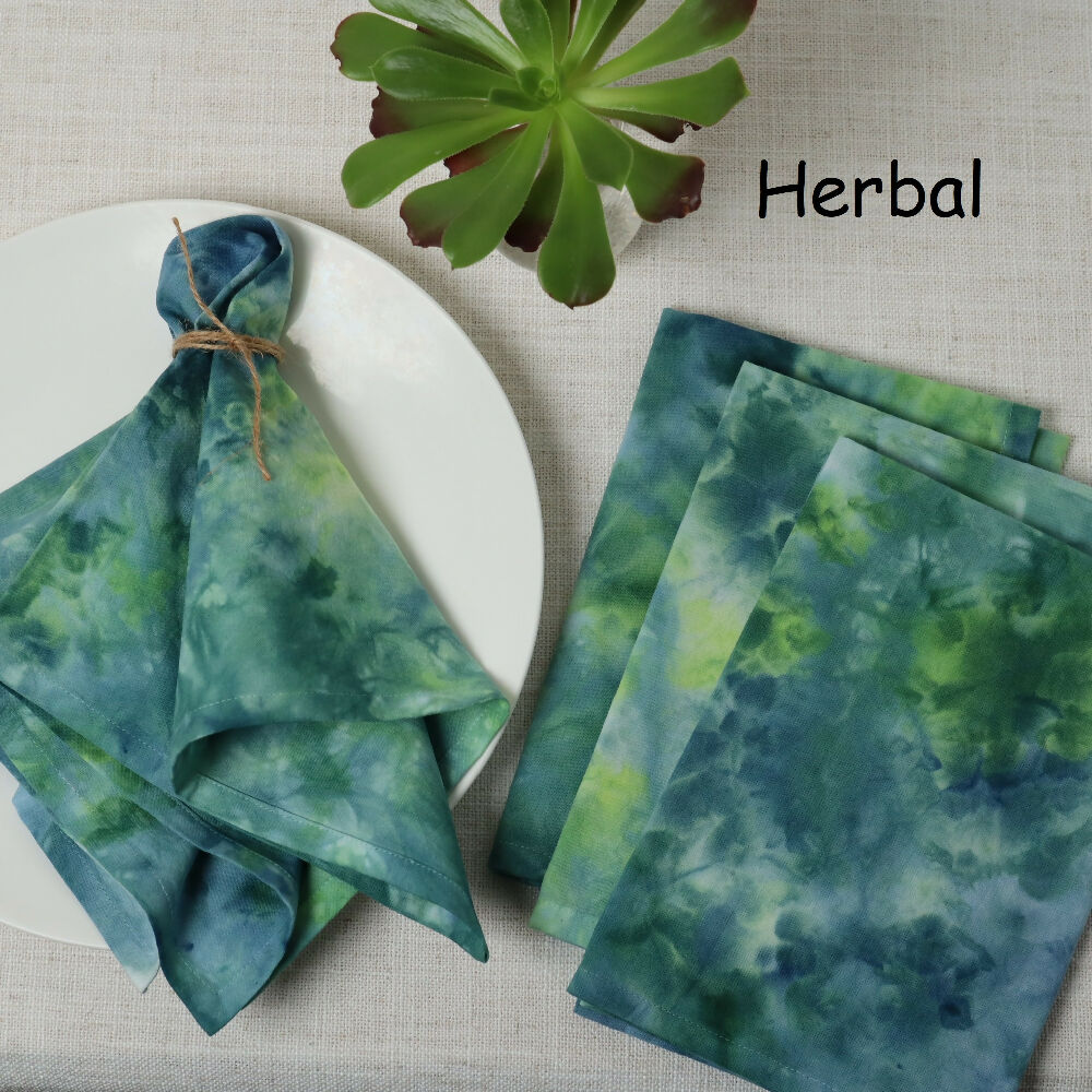 Ice Dyed Cotton Table Napkins. Set of 4