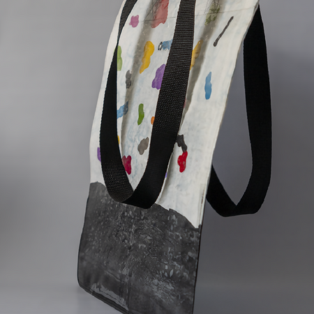 Tote Bag for laptop| 100% Handcrafted from Recycled soft plastic - Abstract shapes