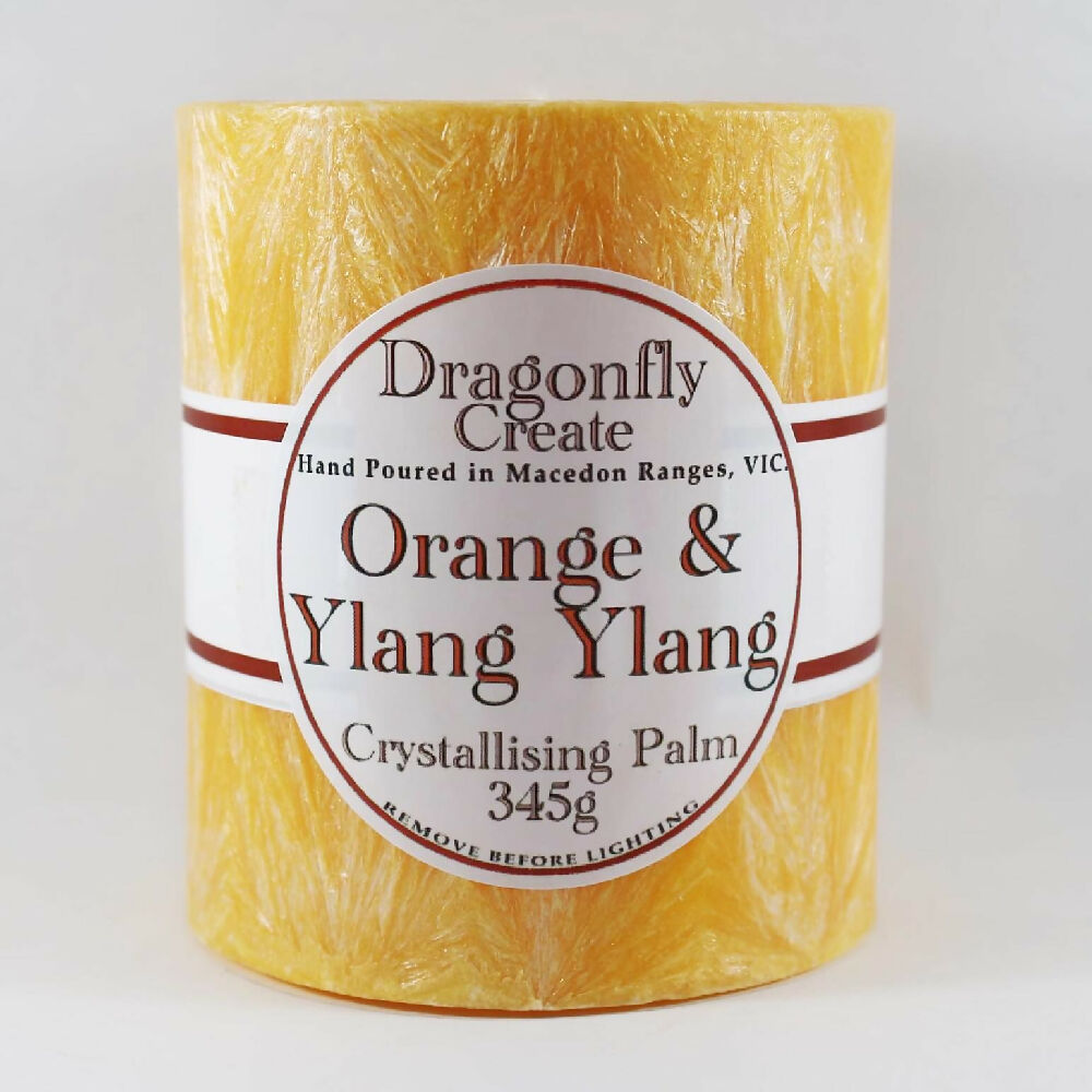 Orange & Ylang Ylang | Crystallising Palm Wax Pillar Candle | 38/42 Hours