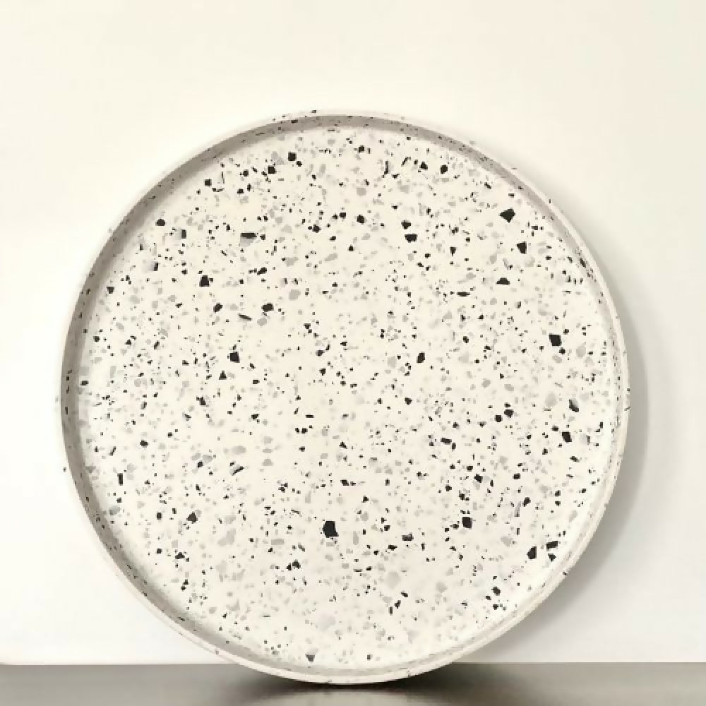 Large round tray in various Terrazzo designs - coffee table or ottoman centrepiece decor