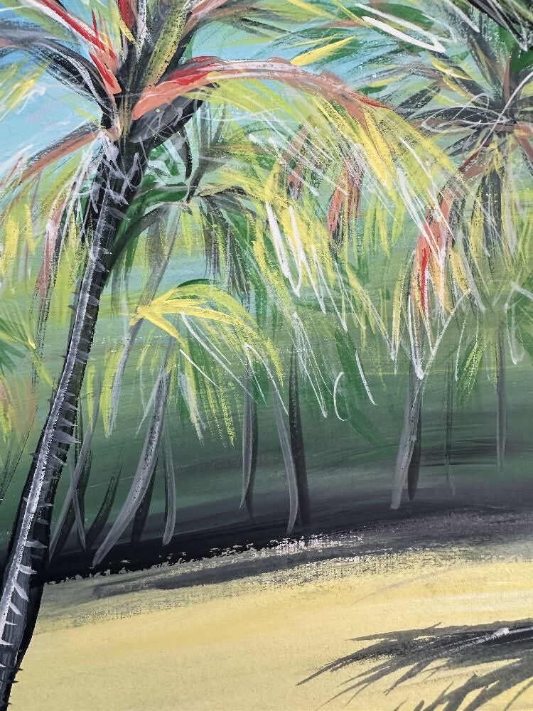 Two palmtrees, acrylic on paper, signed 42x30cm