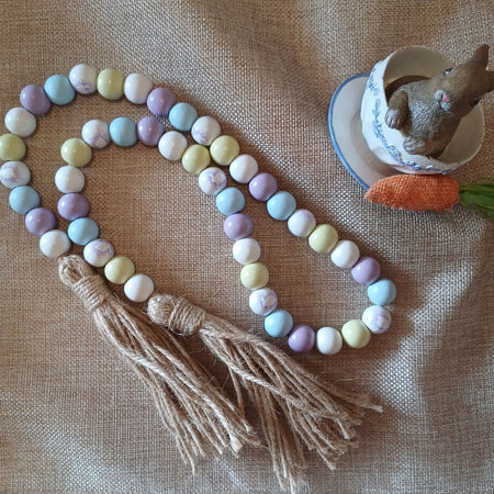 Easter Wooden Bead Garland - Pastel with feature bunny beads