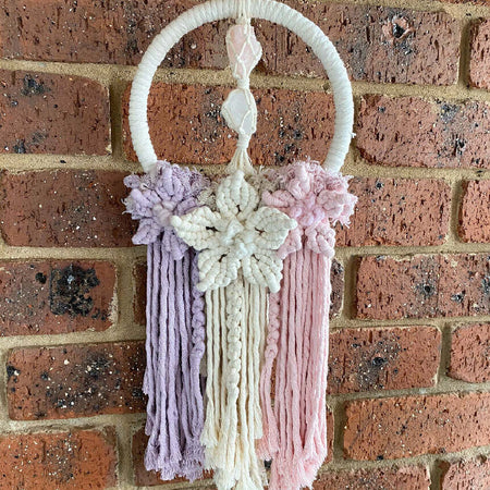 Macrame Crystal Floral Wall Hanging