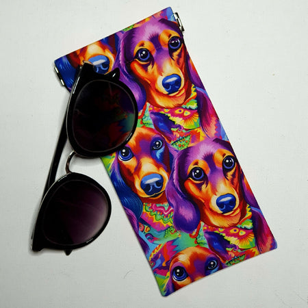 Sunglasses Pouch in Colourful Dachshund Fabric