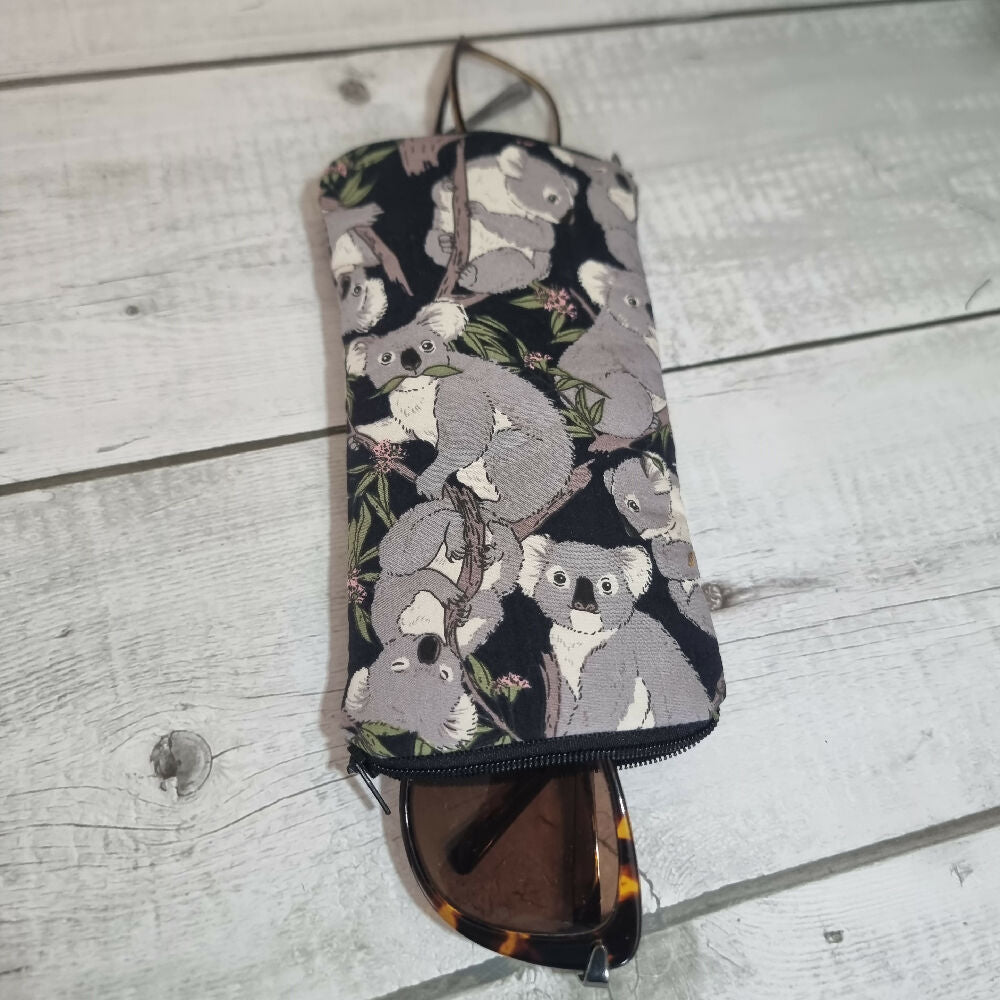 Upcycled double glasses pouch - cute koalas