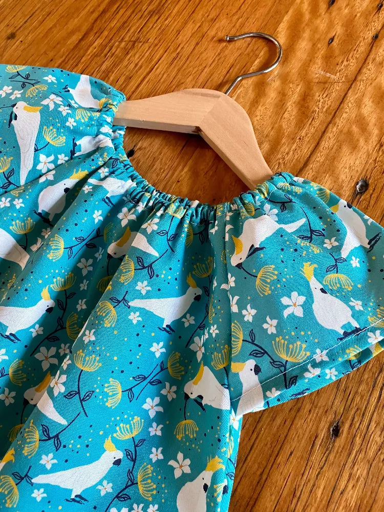 turquoise cockatoos dress 5