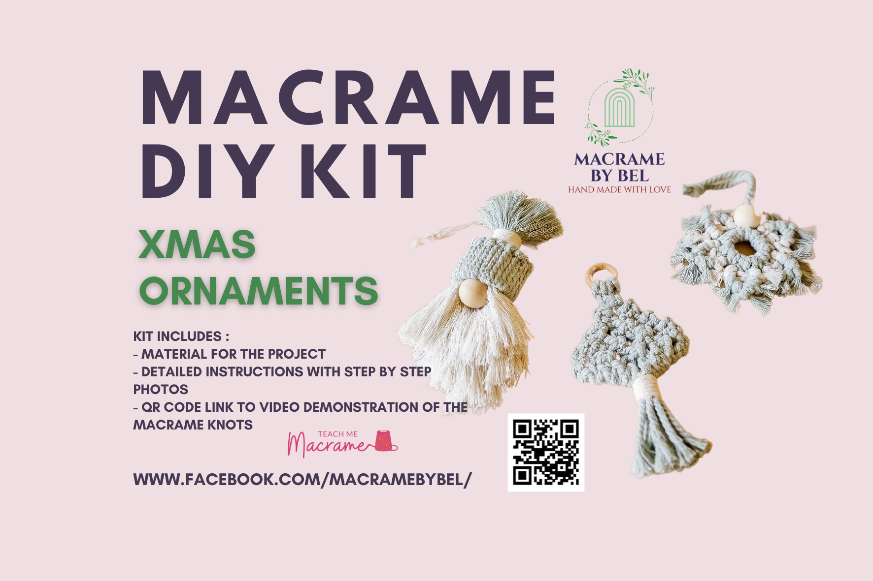 Macrame DIY Kit - Xmas Decor (Santa, Tree or Star)