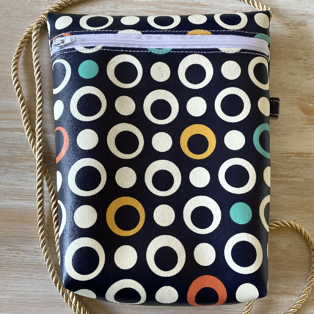 Cross Body Shoulder Bag - Funky Circles Faux Leather #6
