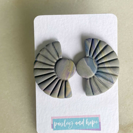 Polymer Clay Large Fan Statement Studs - Choose Design