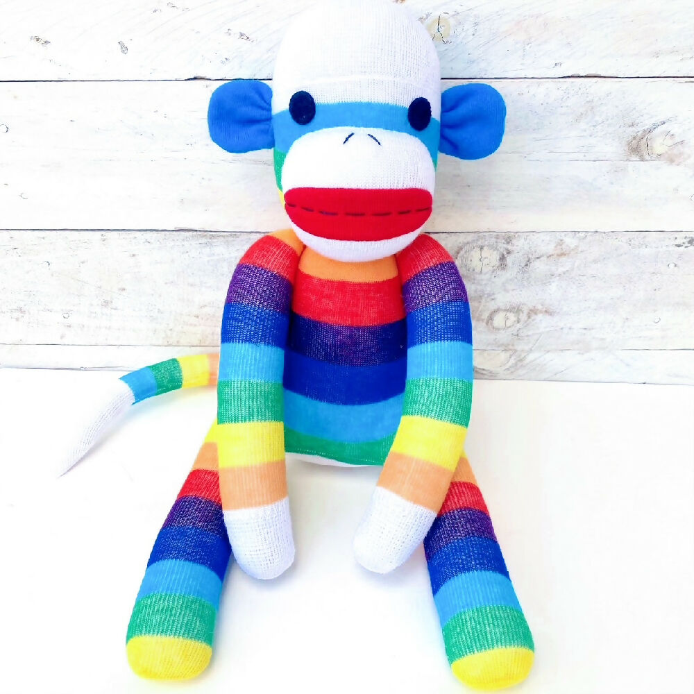 Elliott-Sock Monkey-Rainbow-Soft Toy-1