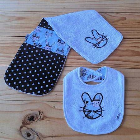 Extra Large Baby Burp Cloth, Bib Gift Set | Rabbit Print