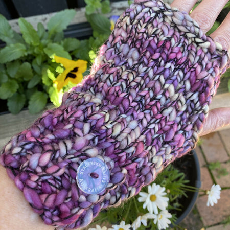 Hand Knitted Handwarmers, Pink Texting Gloves