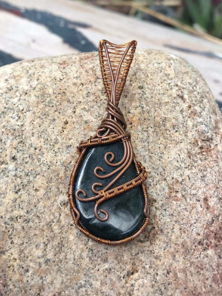 Moss Agate Woven copper necklace