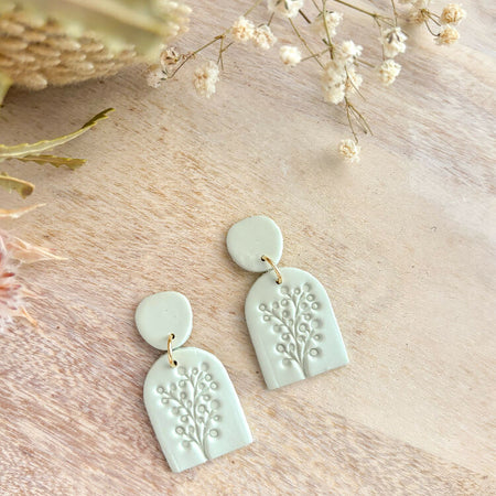 Mint Wattle Dangle Polymer Clay Earrings