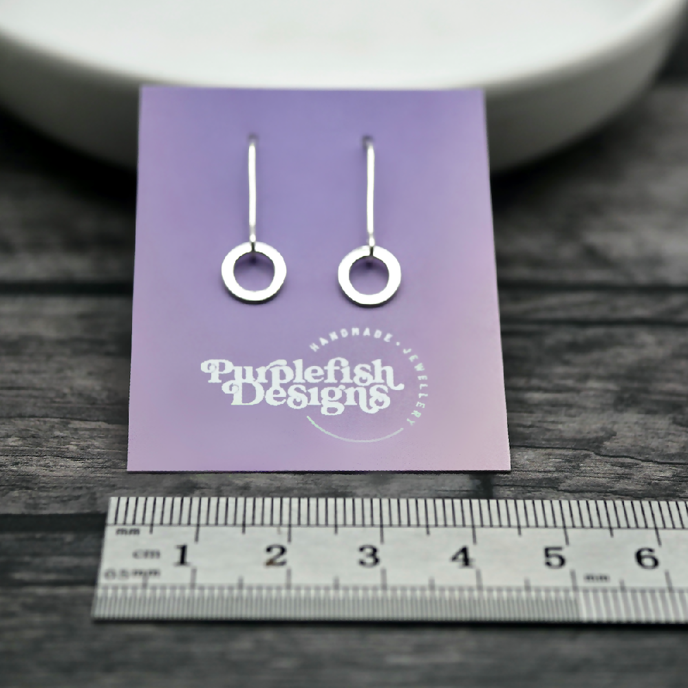 silver loop earrings sterling silver card ruler sml