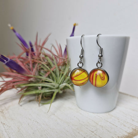 Red and Yellow Stainless Steel Earrings