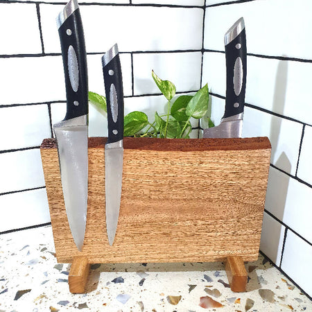 Stunning Magnetic Nine Knife Block Made in Rockingham WA of Marri Timber , Knife Storage, Beautiful Fifth Anniversary Gift