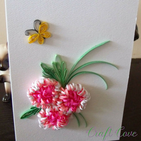 paper quilled pink and white chrysanthemums card, wall art