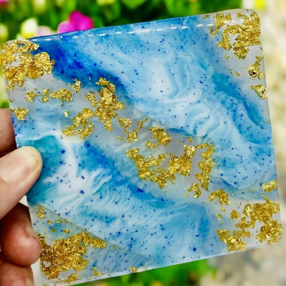 Blue and Gold resin coasters