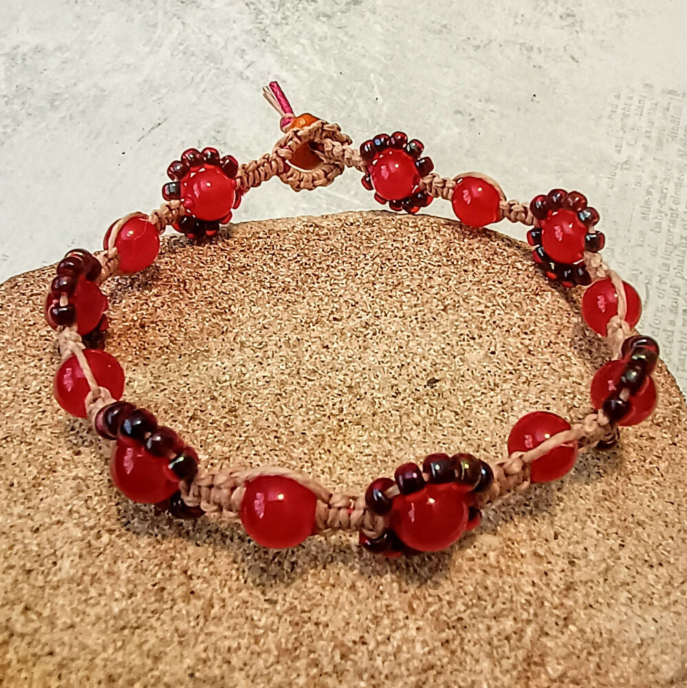 Assorted Micro-Macrame Beaded Blossom Bangles