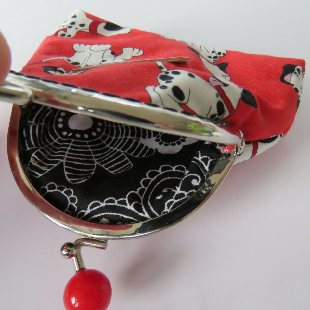 purse flat red dalmations in side